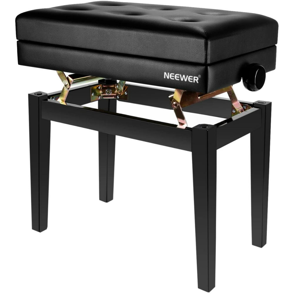 29inch Adjustable Deluxe Padded Piano Bench - Leather Backless Stool