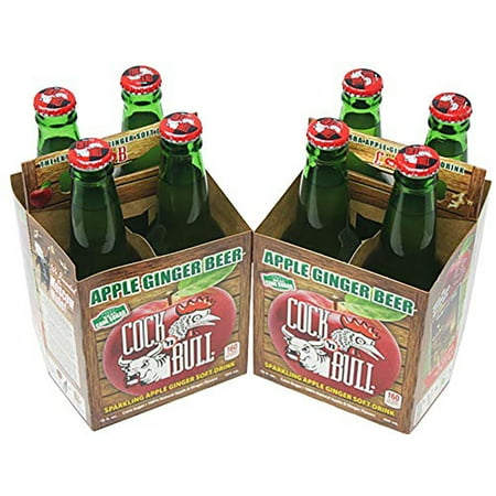 Cock-N-Bull Apple Ginger Beer | Sparkling Apple Ginger Soft Drink | Two 4 Packs, 12 fl oz Bottles | Make a warm and cozy Apple Bourbon Hot Toddy. Great alternative to Hot Butter Rum