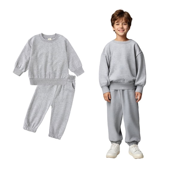 Youth Sets Long Sleeve Crewneck Dark Gray Loose Fashion Sweatshirts and Jogger Pants 2 Pcs Fall Winter Clothes Kids Clothes Boys Size 12-24 Months Boys Girls Fashion