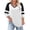 White, variant on Qiopertar Plus Size Color Block V-Neck 3/4 Sleeve Tops for Women Loose Casual Fashion T-Shirts Relaxed Oversized Tees, Brown 3XL