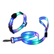 WMQPNNS New Trending Illuminated Dog Leashes for Night Walks Luminous Dog Collars Illuminated Dog Ropes and Collar Highly Visible Dog Leash Dog Leashes and Collars in Set for Night Walks