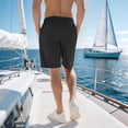 thumbnail image 6 of Men's Drawstring Pockets Elastic Waist Shorts for Casual Beach Black XXL, 6 of 9