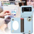 thumbnail image 7 of Allytechgroup Stylish Wallet Phone Case for Samsung Galaxy Z Flip 4 5G, Crossbody Shoulder Strap Make-up Mirror Ring Holder Stand Card Holders Shockproof Case for Girls Women, Blue, 7 of 7