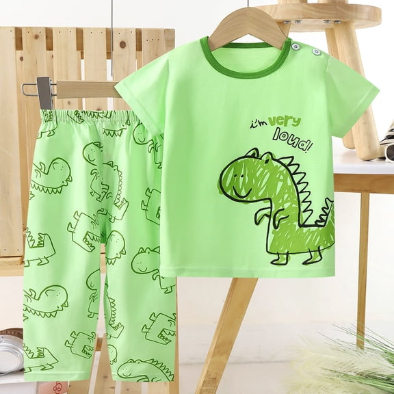 BOOMNY Baby Girls 2 Peice Pajamas Sets Cartoon Graphic Short Sleeve Sleepwear Tops Pants Pjs Set for Kids Cozy Loungewear Homewear