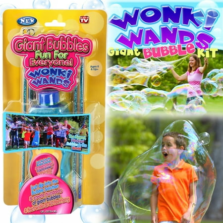 Set of 2 Giant Bubbles Maker Wonki Wands With 2 Big Bottles Solution Kids Party Favors (Best Giant Bubble Wand)