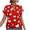 thumbnail image 1 of Blusas de Manga Corta para las Mujeres Casual Cómodo Estampado Cuello en V, Top Ligero para Uso Diario, Fiesta Y Todas las Estaciones, 1 of 7