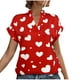 thumbnail image 2 of Fiudx Ofertas de La Semana Blusa de Manga Corta con Cuello En V y Estampado Cómodo Informal para Mujer a La Moda, 2 of 7