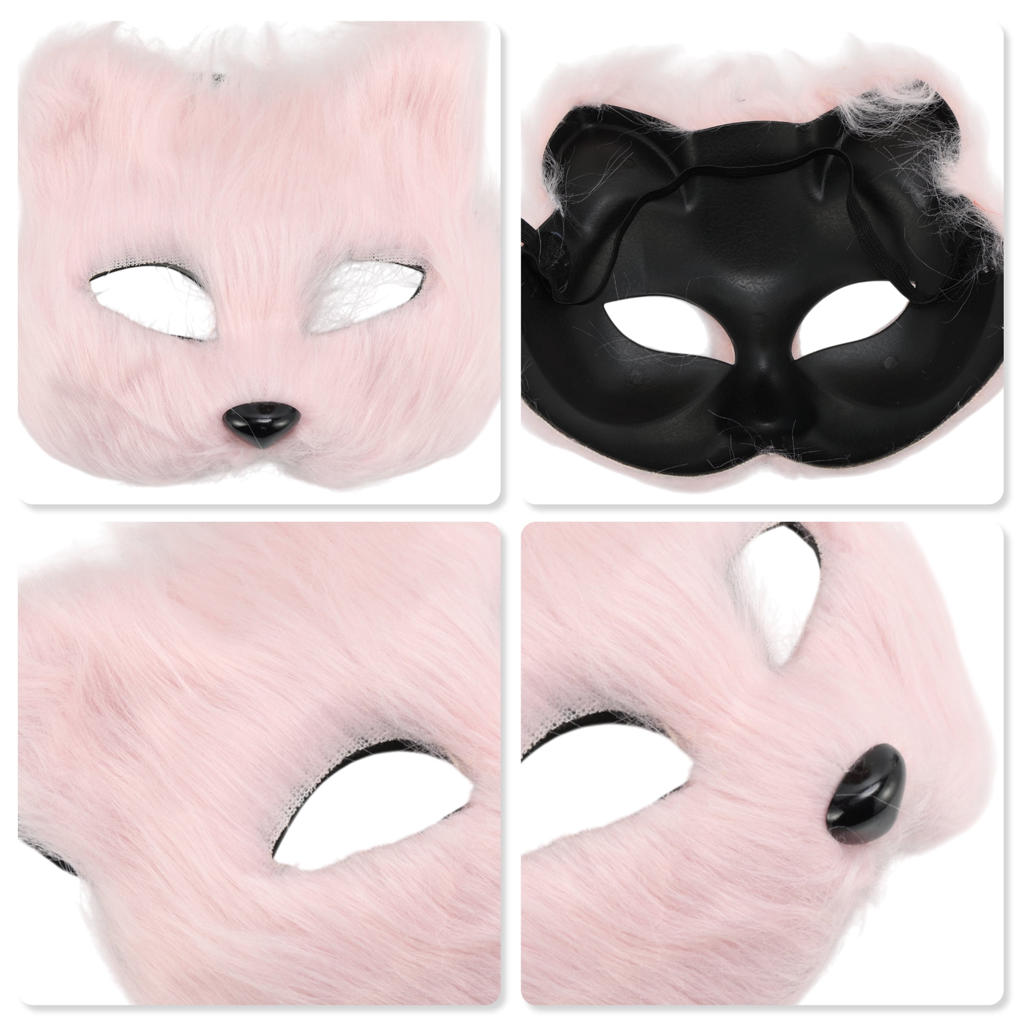 Unique Bargains 1 Pack Long-haired Foxes Party Mask Costume Events Pink