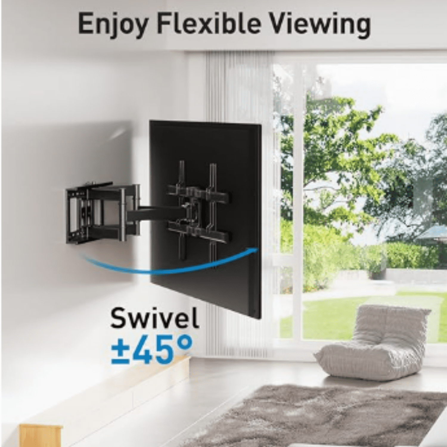 Full Motion TV Wall Mount for Most 37-82 inch TVs up to 132 lbs, TV Mount with Dual Articulating Arms with Tilt and Extension, Fits 12" 16" Studs, Max VESA 600x400mm