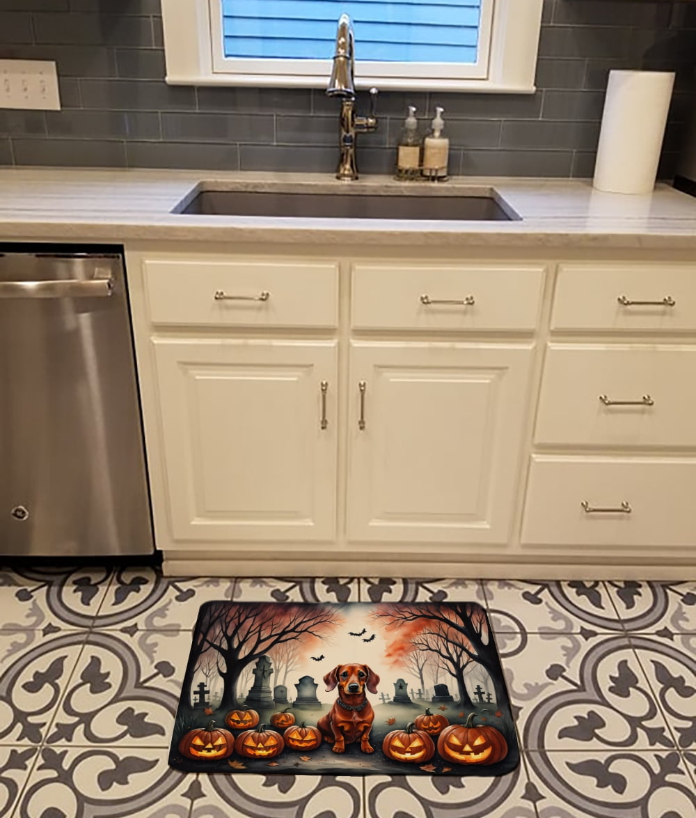 Carolines Treasures DAC2035RUG 19 x 27 in. Unisex Dachshund Spooky Halloween Memory Foam Kitchen Mat