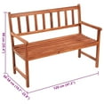 thumbnail image 2 of vidaXL Outdoor Patio Bench Wooden Garden Bench with Cushion Solid Wood Acacia, 2 of 8