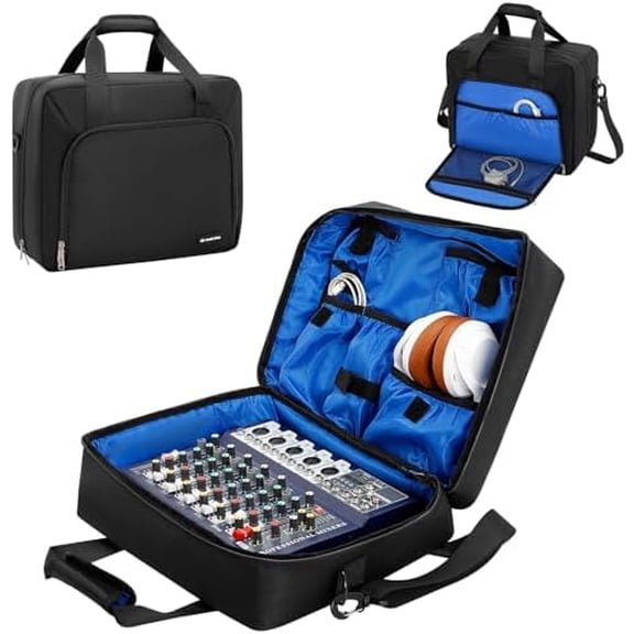 Audio Mixer Travel Bag Mixer Carrying Case Dj Accessories Equipment Bag,Large-Capacity DJ Controller Case for Music Equipment (14.5x12.2x5.5),Podcast Gear and Microphone (Only Bag)