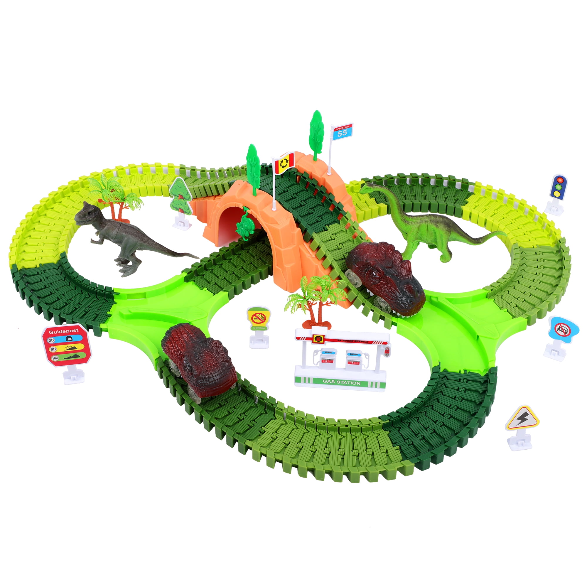 FiGoal Dinosaur Race Track Toy Set 153 Pieces with Bonus Electric