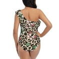 thumbnail image 5 of Haiem Leopard Dots Women's One Piece Swimsuits Tummy Control One Shoulder Bathing Suits Ruffle Swimwear-Large, 5 of 8