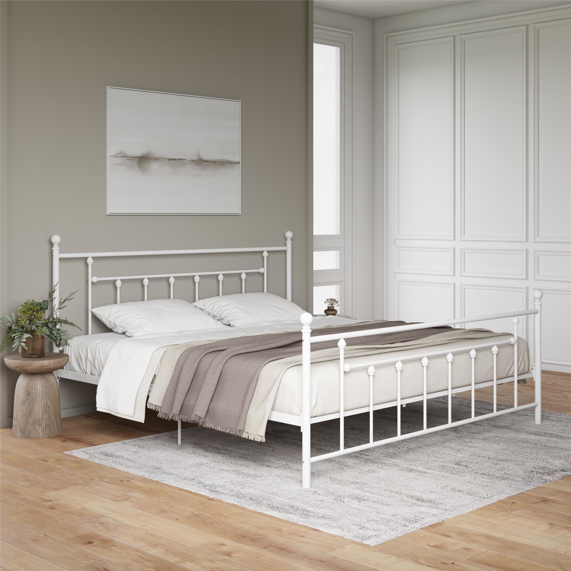 DHP Manila Metal Bed, White, King
