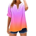 thumbnail image 2 of Xdegoge Short Sleeve Womens Tops Plus Size V Neck T Shirt Floral Printed Summer Tunic Tops Oversized Loose Fit Boho Blouses, 2 of 5
