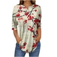 thumbnail image 2 of Floral Print Tees Shirts for Womens Henley Neck Tops 3/4 Sleeve Blouses Button Down Loose Fitted Tunics Tops Light Breathable Shirt Spring Outfits 2025 Pullover Fall Winter Clothes, 2 of 5