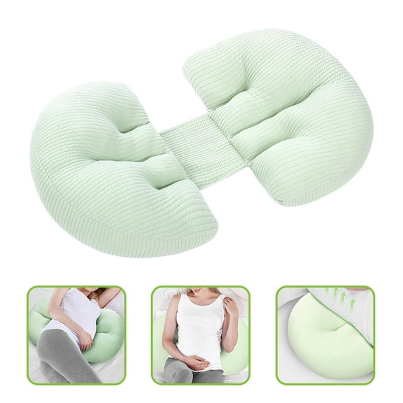 SWETRACE Pregnant Women Waist Pillow 1Pack U-Shaped Pillow Light Green Cotton Sleeping
