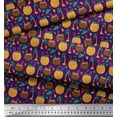 thumbnail image 2 of Soimoi Purple Cotton Poplin Fabric Coconut Tree & Leaf Tropical Printed Craft Fabric by the Yard 56 Inch Wide, 2 of 3