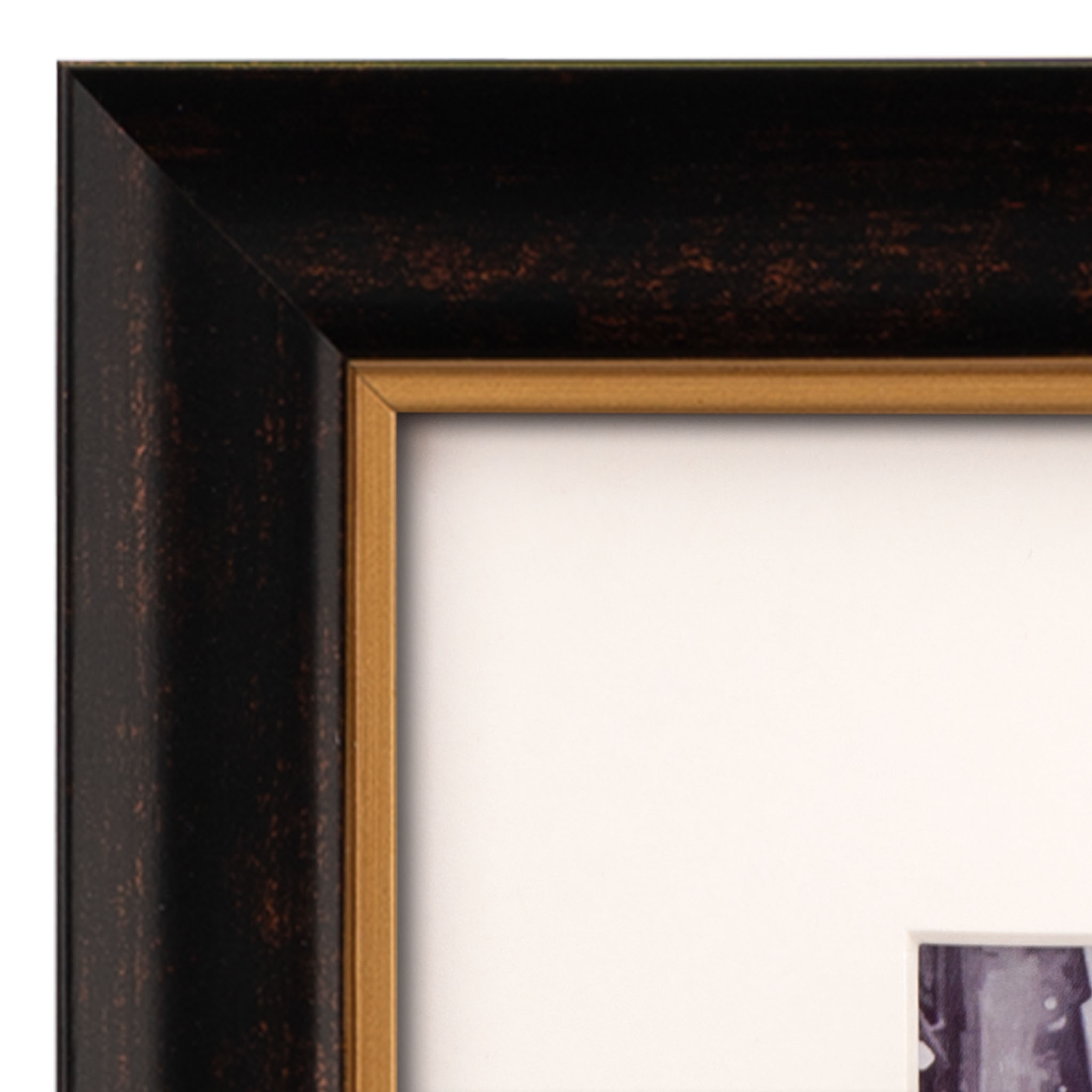 12x16 in 2PK Wood Black Bronze Gold 2 Tone Vintage Antique Retro Picture Frame, Museum Grade Off White Mat 9x12, Plexi Glass Protection, Wall Hanging Photo Display, Gold Trim