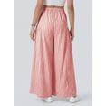 thumbnail image 3 of SHEWIN Women's Wide Leg Palazzo Pants Casual Elastic High Waisted Cotton Gingham Plaid Culottes Trousers with Pockets, 3 of 8