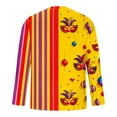 thumbnail image 4 of Men's Mardi Gras Shirts Mask Print Festival Crewneck Versatile Style Tshirt Crewneck Long Sleeve Blouse, 4 of 4