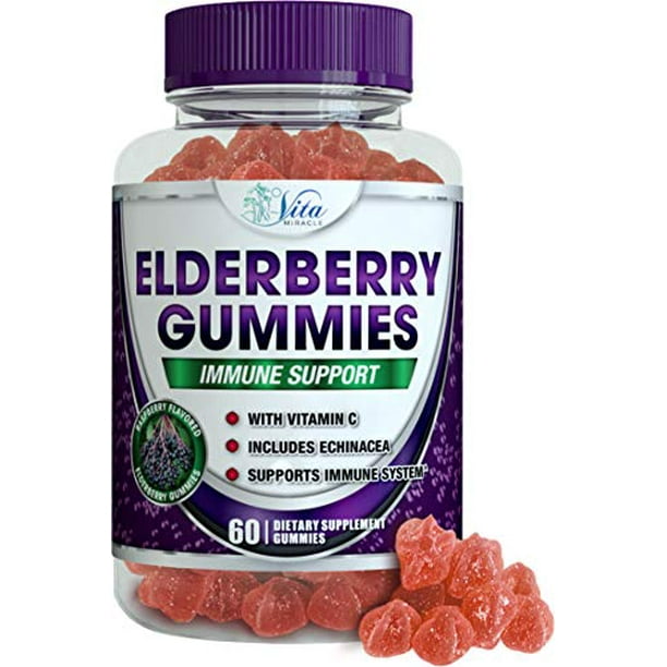 Elderberry Gummies Adults Kids 200mg (Double Strength) With Vitamin C