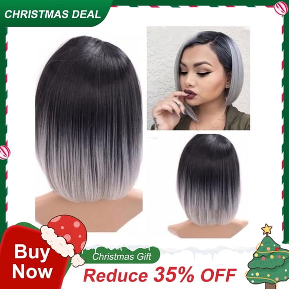 Fiykzur Human Hair Wigs For Women Black Color Natural Lace Hair Wigs Short Straight Synthetic Hair Full Wigs for Women Natural