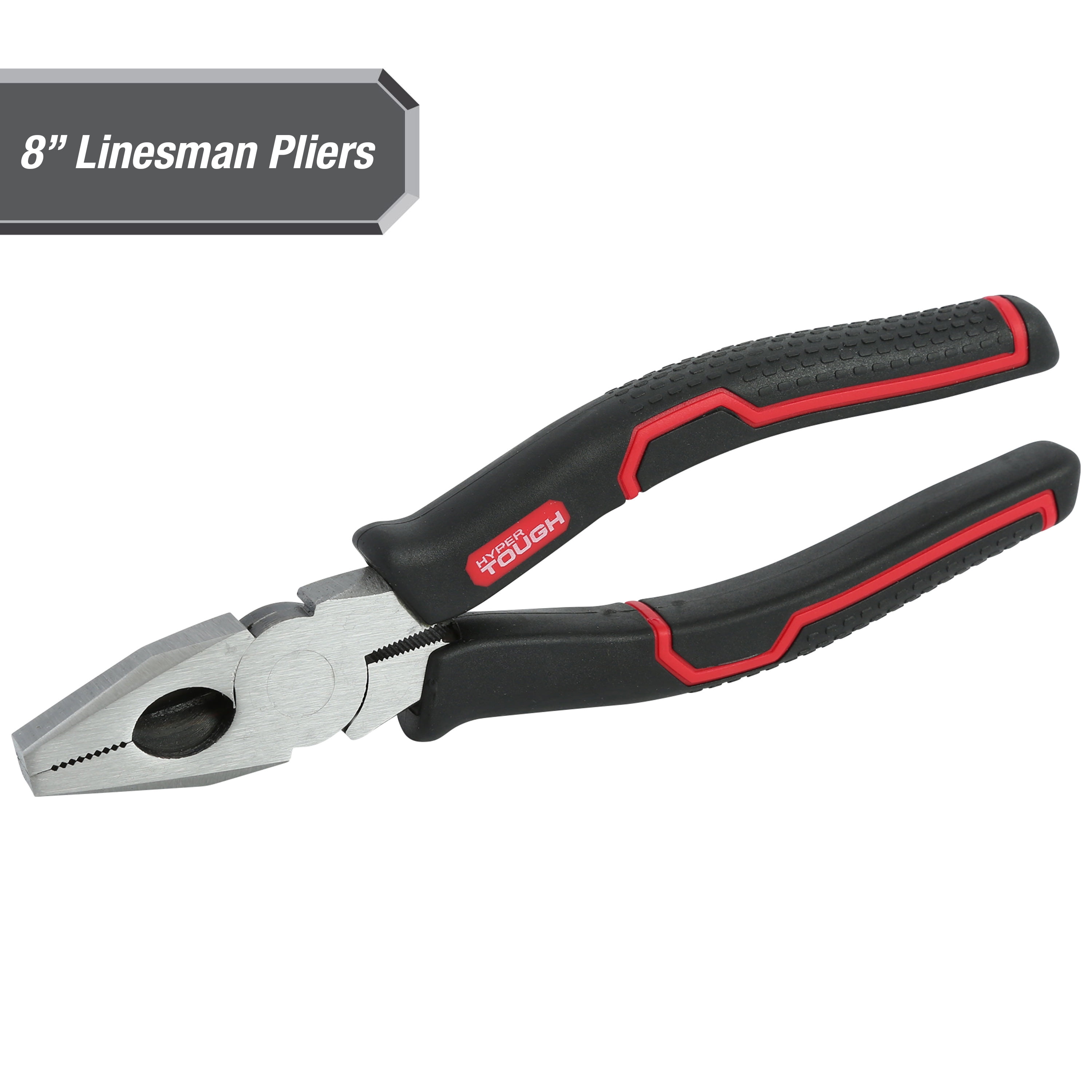 Hyper Tough 8-inch Linesman Pliers with Ergonomic Soft Grips