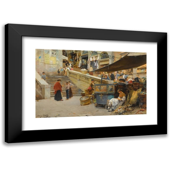 Henry Woods 14x11 Black Modern Framed Museum Art Print Titled - On the Steps of the Rialto, Venice (1879-1883)