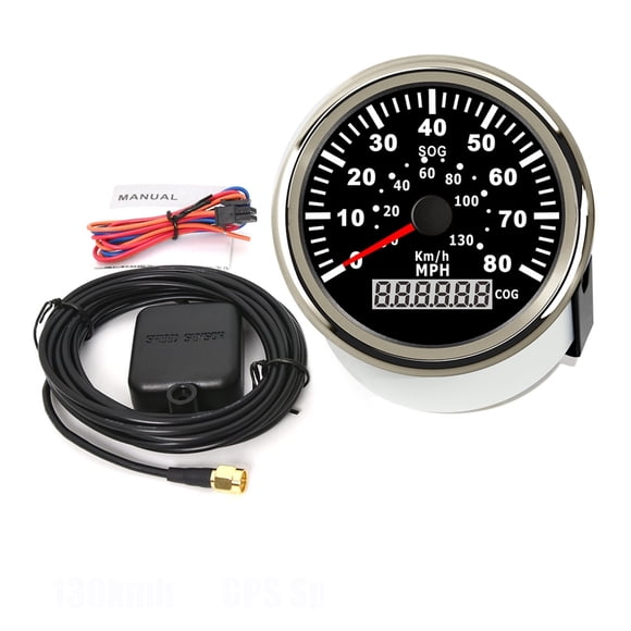 130KMH GPS Speedometer Gauge With Antenna Red Backlight 80MPH Odometer For Automobile Marine Yacht Boat 12V 24V ,Universal Compatibility
