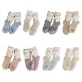 thumbnail image 5 of Calcetines de invierno para mujer, pantuflas a rayas de terciopelo Coral, bonito oso de peluche de dibujos animados en 3d para muñeca, medias térmicas para dormir en casa, 5 of 5