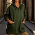 thumbnail image 2 of Women's Loose Fit Hooded Long Sleeve Half Zip Pullover Sweatshirt With Pocket | CSEONE,Army Green L, 2 of 9
