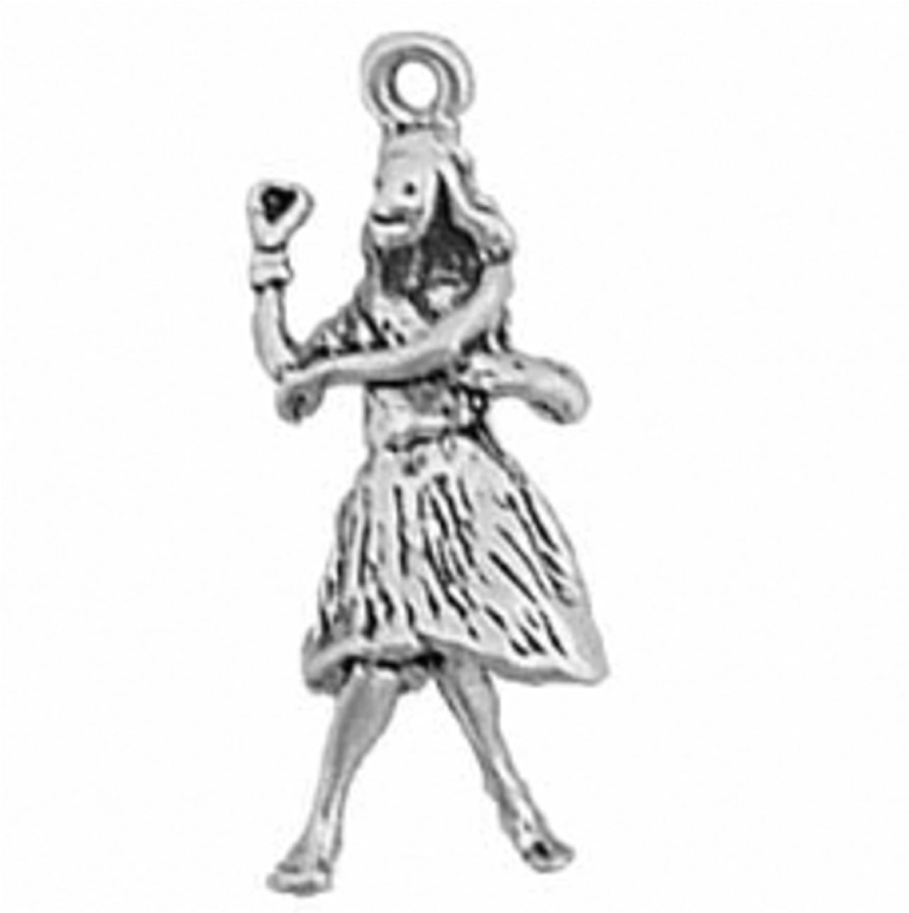 Sterling Silver Hawaii Hula Girl Dancer Bead For European Charm Bracelets 