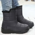 thumbnail image 2 of Winter Snow Boots for Women Seniors Waterproof Platform Wedges Fleece Lined Mid Calf Work Booties Cold Weather, 2 of 6
