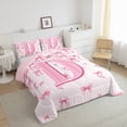 thumbnail image 3 of jejeloiu Personalized Letter D Full Size Comforter Sets,Monogrammed Theme Bedding Comforter Set,Ribbon Bow Knot Bedding Sets,Ultra Soft Bedroom Decor Reversible,3-Piece, 3 of 8
