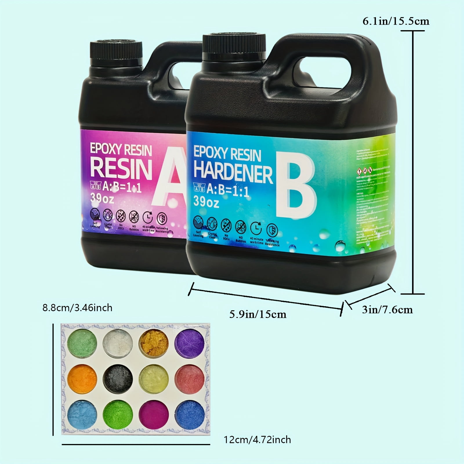 78 oz  Crystal Clear Epoxy Resin Kit and 12-color pearl powder - Food Safe & UV Resistant for DIY Art, Wood, Jewelry Making, Coasters, Molds Casting Resin Epoxy