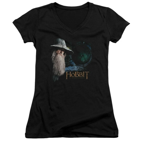 The Hobbit The Door Junior Women's V-Neck T-Shirt Black