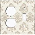 thumbnail image 2 of Metal Light Switch Plate Outlet Cover (Damask Tan - Single Duplex Single Toggle), 2 of 2