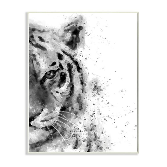 Stupell Industries Tiger Portrait Abstract Watercolor Safari Animal Black White Unframed Art Print Wall Art, 13x19, by Brandon Wong