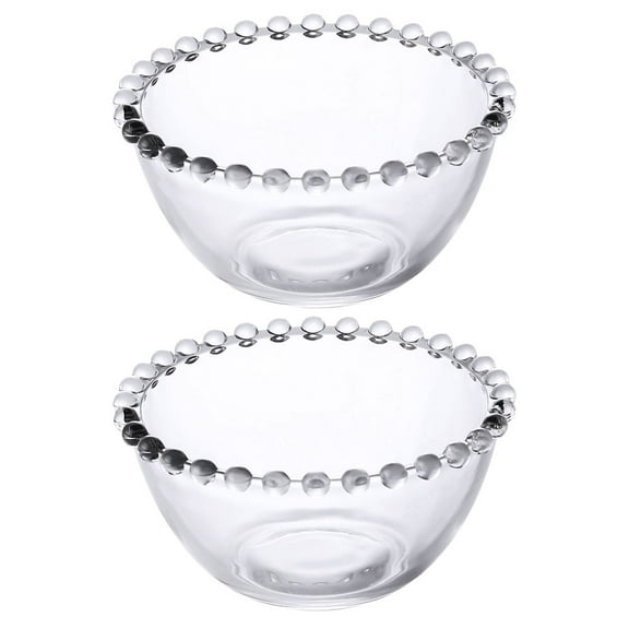 PTOOTP Clear Glass Serving Bowl Set of 2 - Bowls for Casual Gatherings, Parties, and Everyday Use