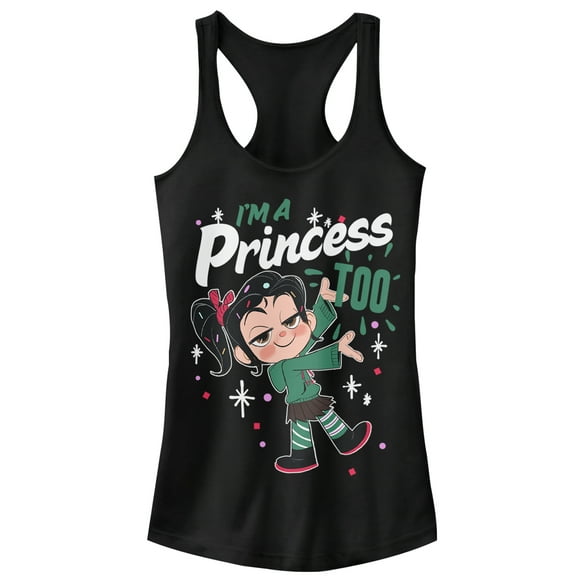 Junior's Ralph Breaks the Internet Princess Vanellope  Racerback Tank Top Black X Small