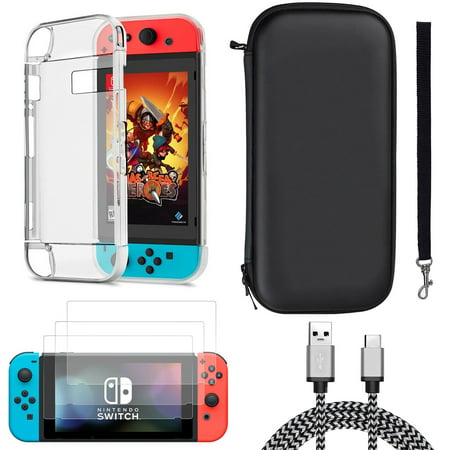 TSV Accessories Set Case Bag & Shell Cover & Charging Cable & Protector for Nintendo (Best Case For Switch)