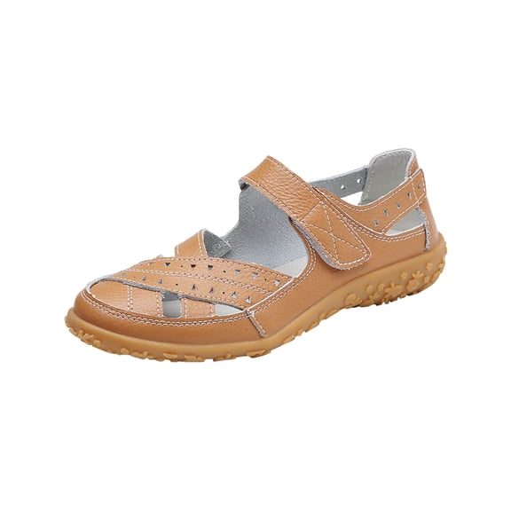 hlysgo Closed Toe Sandals Women Summer Dressy Wedge Sandal Fisherman Comfortable Hollow Out Sandals Brown 44