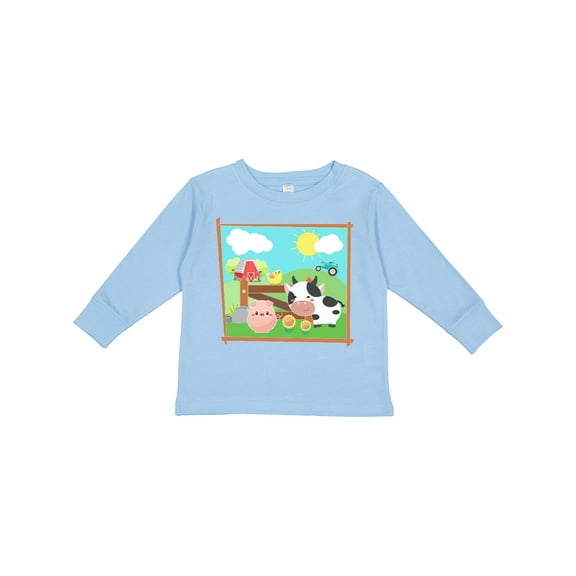 Inktastic Farm Animals with Cow, Chick and Pig Boys or Girls Long Sleeve Toddler T-Shirt