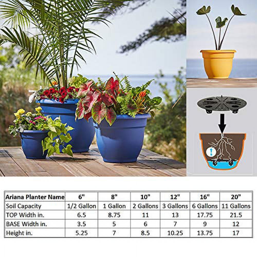 Bloem Ariana Planter - Self-Watering Disk, Durable Resin, Indoor/Outdoor - 16", Chocolate — Residential Use, Standard Application