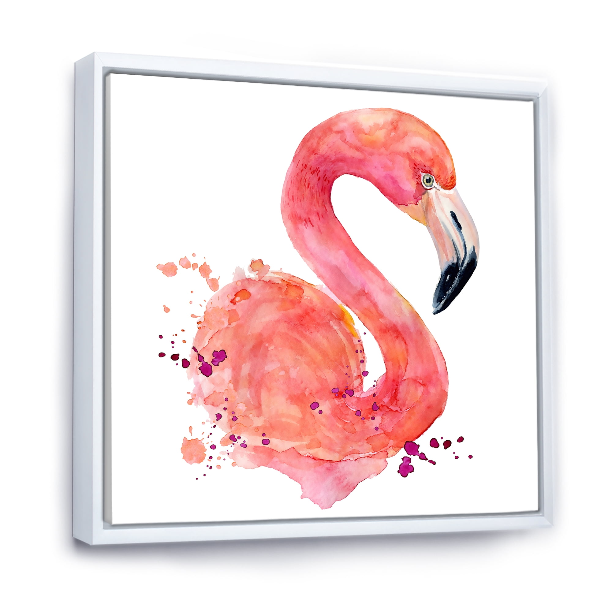 Designart 'Abstract Portrait of Pink Flamingo I' Farmhouse Framed Canvas Wall Art Print