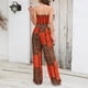 thumbnail image 4 of Bienvenido Conjunto De Pantalones Largos Sin Tirantes para Mujer, Estampado De Leopardo, Cuello Halter, Top De Verano, Pantalones De Pierna Ancha, M Naranja, 4 of 6