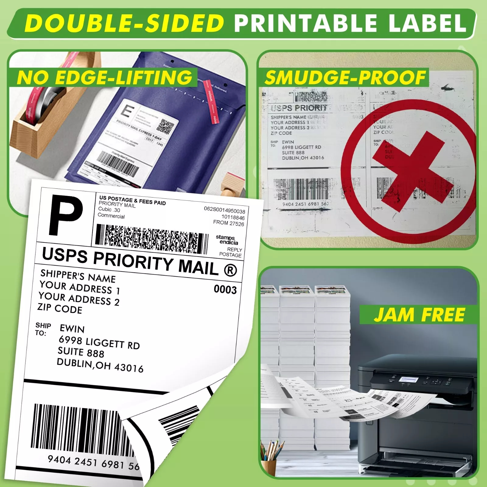 Koala Shipping Labels 8.5 x 11 - 200 Full Sheet Labels, Blank White Matte Permanent Adhesive Double-sided Sticker Paper for Laser Printers