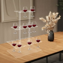Transparent Acrylic 50*30*65cm Three-Layer Champagne Tower With Adjustable Shelf, Wine Glass Display Stand, Banquet Wine Display Stand
